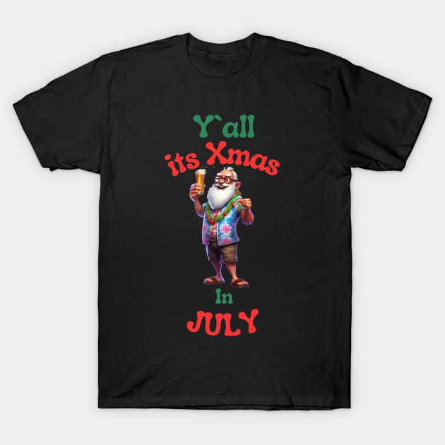 Santa Claus Christmas in July T-Shirt by stickercuffs